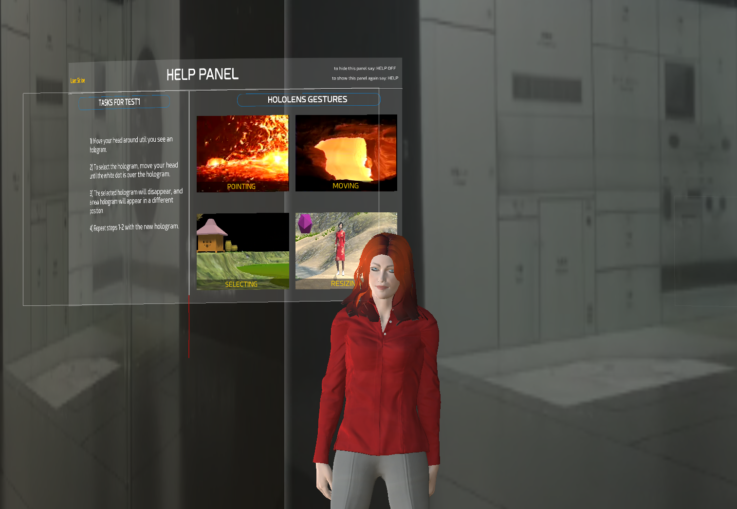 Figure 2. The virtual assistant explaining the use of the help panel