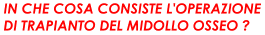 In che cosa consiste l'operazione di trapianto del midollo osseo ?